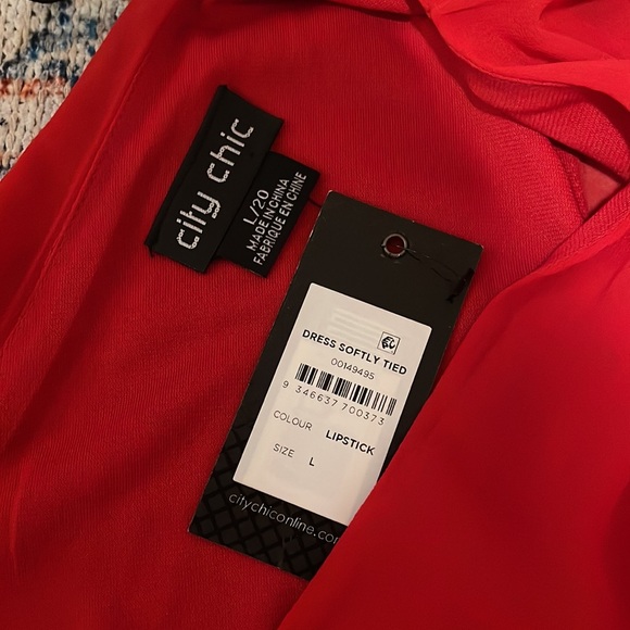 City Chic Softly Tied Midi Dress in Lipstick SZ 20 NWT - Picture 4 of 6